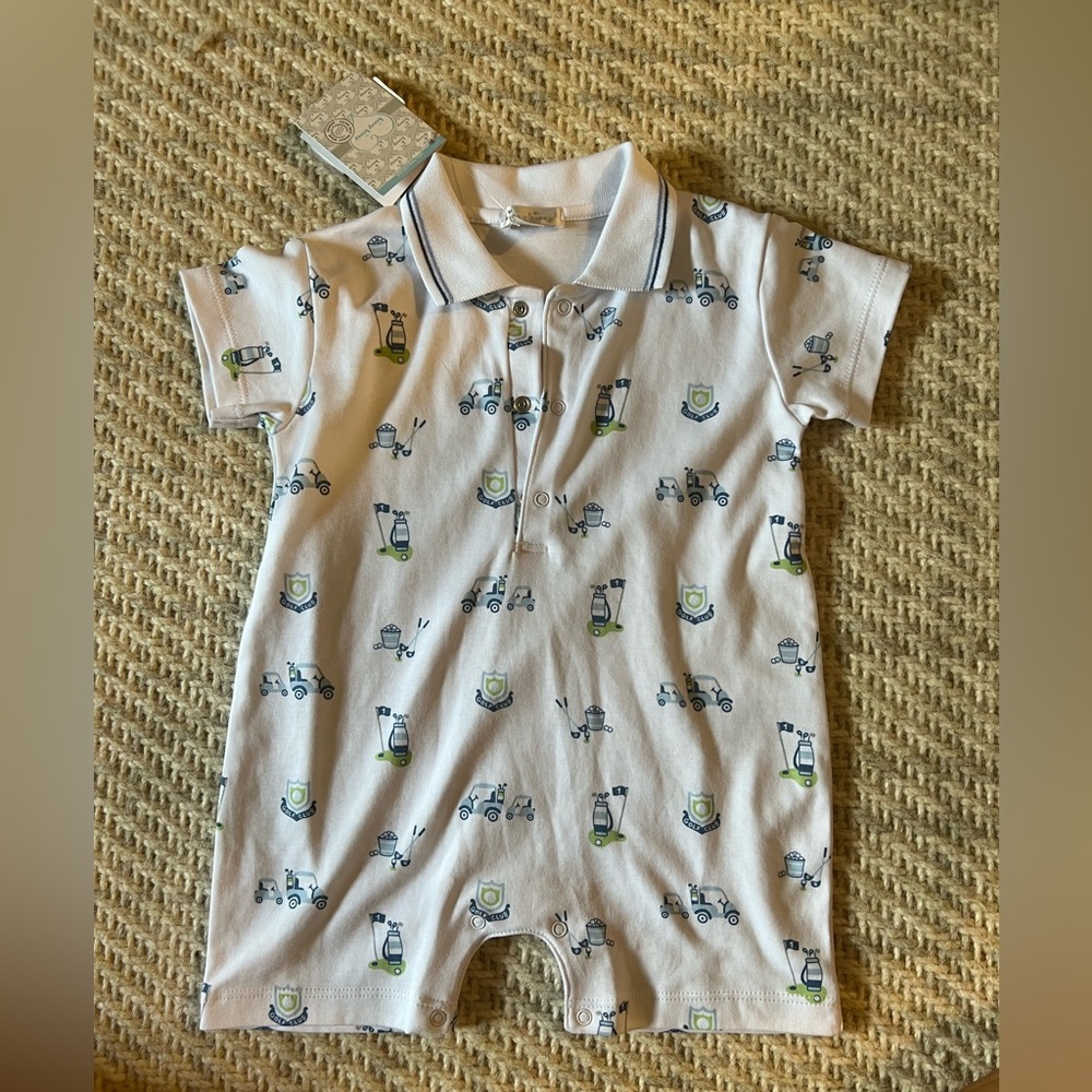 Brand New with tags. Kissy Kissy golf, short playsuit onsie. 12-18 months